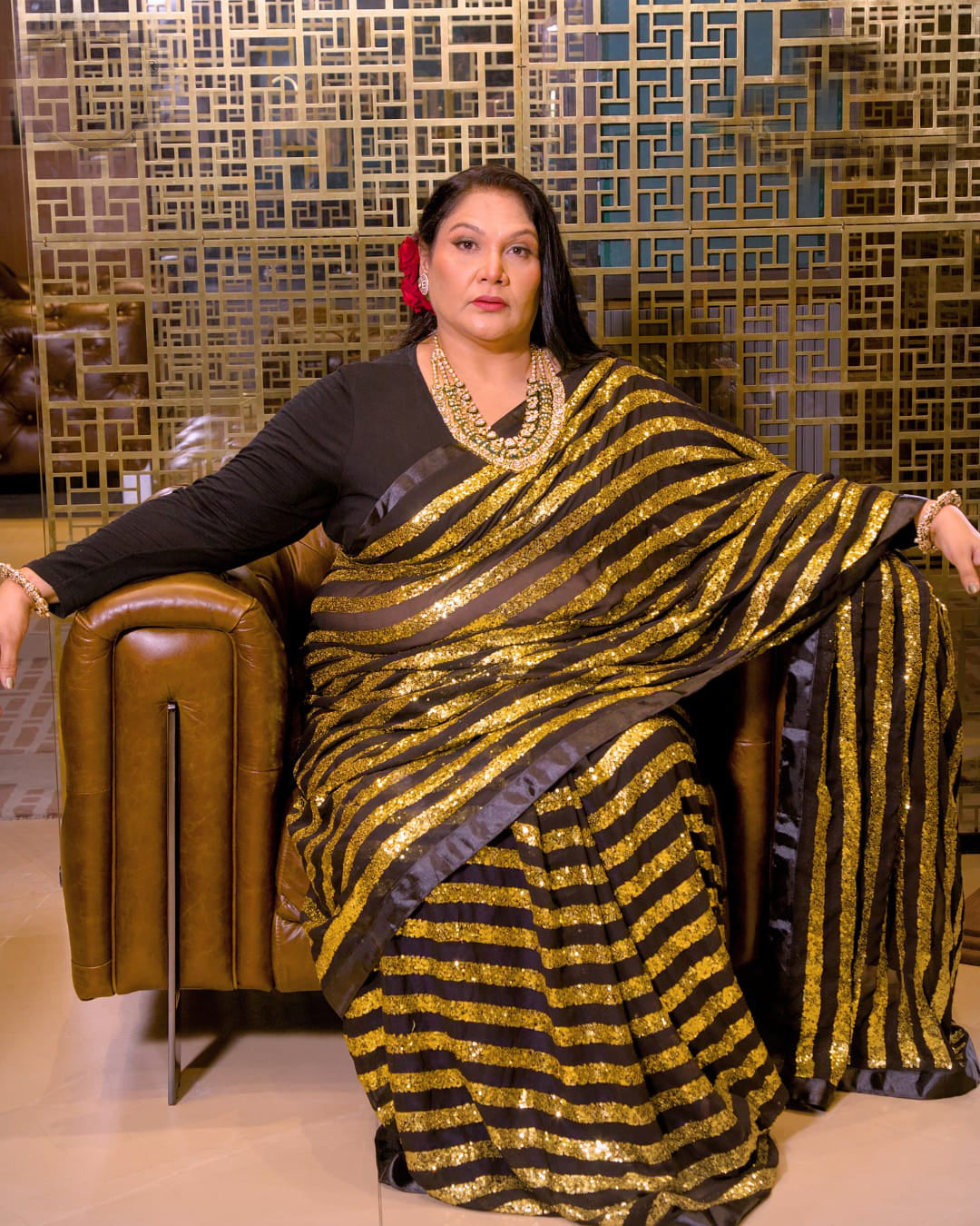 Faux Blooming Georgette Saree with Mulberry Silk Blouse